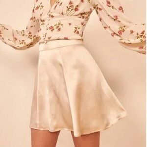 REFORMATION SILK MINI SKIRT